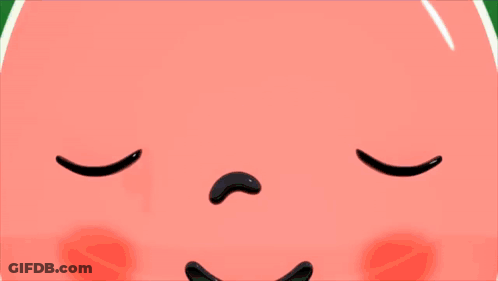 A Cartoon Watermelon With A Surprised Face GIF