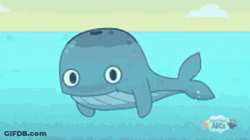 A Cartoon Whale Is Swimming In The Ocean GIF