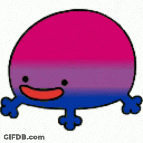 A Cartoon Whale With A Bisexual Flag On It 'S Body And A Smiling Face . GIF