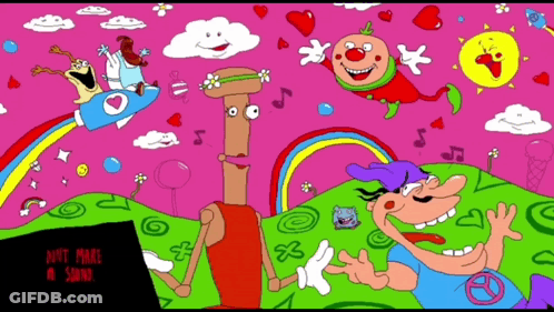 A Cartoon With A Rainbow And The Words " Ain T Make A Sound " At The Bottom GIF