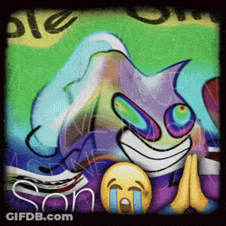 A Cartoon With A Smiley Face And The Word Son Written On It GIF