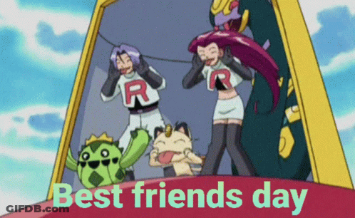 A Cartoon With The Words Best Friends Day Written On The Bottom GIF