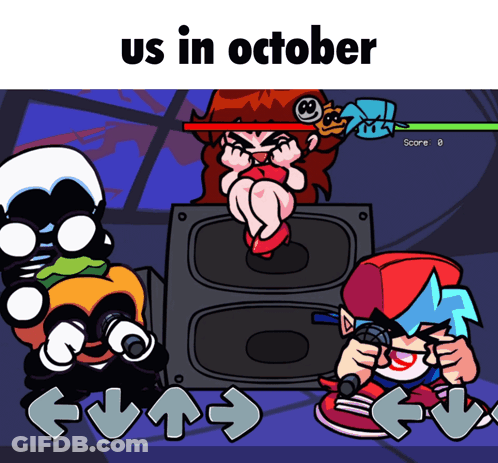 A Cartoon With The Words Us In October On Top Of It GIF