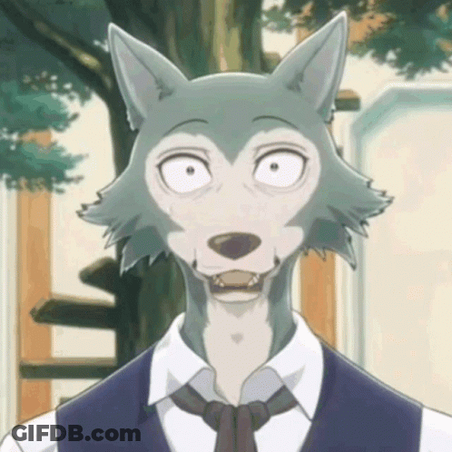 A Cartoon Wolf Wearing A Vest And Tie Making A Funny Face GIF