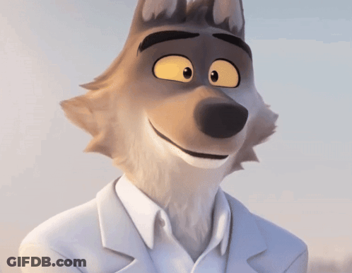 Cartoon Wolf Wearing White Shirt And Jacket GIF