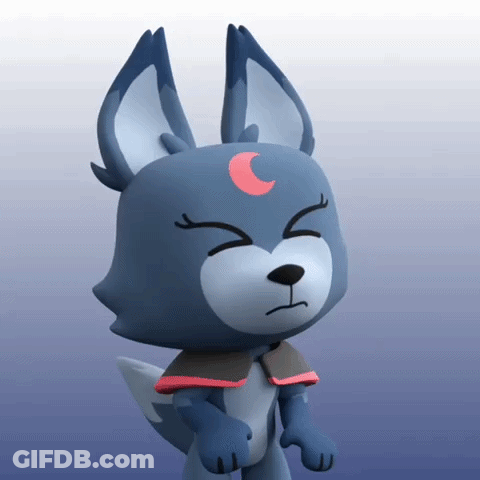 A Cartoon Wolf With A Crescent Moon On His Head GIF