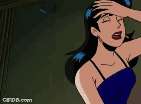 A Cartoon Woman Is Laying On The Floor With Her Mouth Open And Her Eyes Closed . GIF