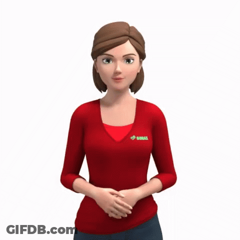 A Cartoon Woman Is Wearing A Red Shirt That Says Smax GIF