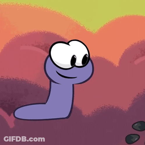 A Cartoon Worm With Big Eyes And A Smile GIF