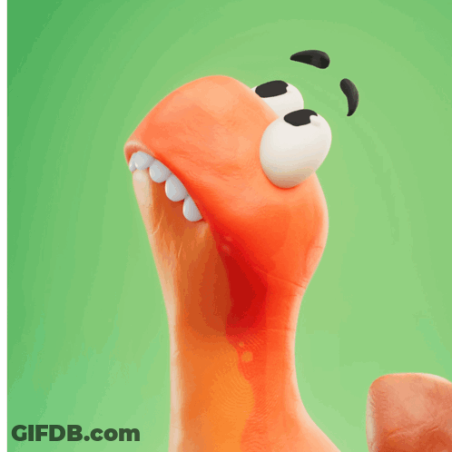 A Cartoon Worm With Its Mouth Open And Big Eyes GIF