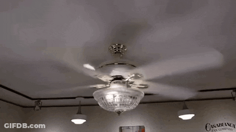 A Casablanca Fan Company Ceiling Fan Is Spinning In A Room GIF