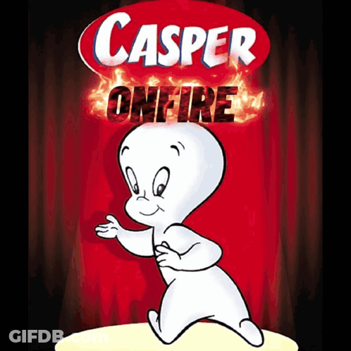 A Casper On Fire Poster With A Cartoon Character On It GIF