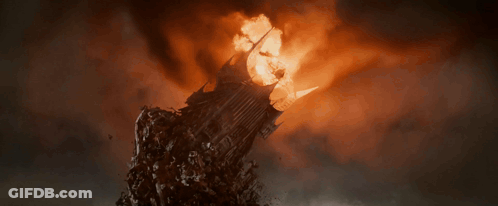 A Castle Is Burning In The Middle Of A Fire GIF