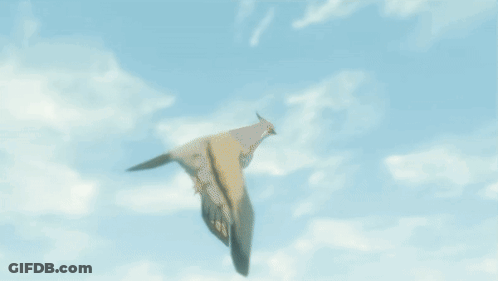 A Castle With A Bird Flying In The Sky GIF