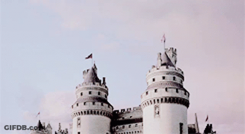 A Castle With Two Towers And The Letter G On The Side GIF
