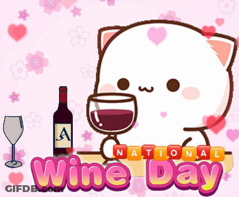 A Cat Holding A Glass Of Wine And A Bottle Of Wine GIF