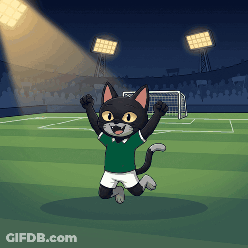 A Cat In A Green Shirt And White Shorts Is Jumping In The Air GIF