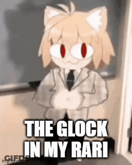 A Cat In A Suit And Tie Is Saying The Glock In My Rari GIF