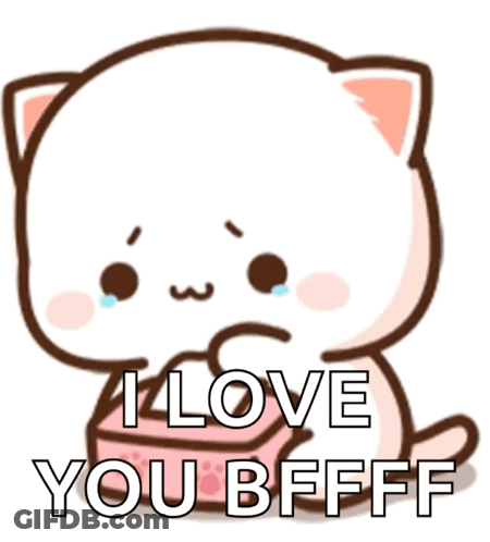 A Cat Is Holding A Box That Says I Love You Bfff GIF