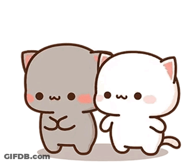 A Cat Is Kissing Another Cat On The Cheek . GIF