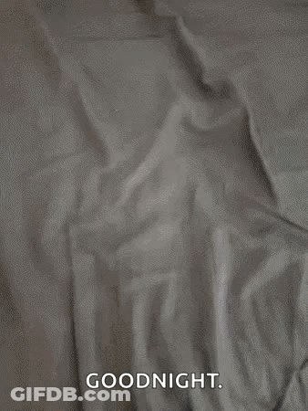 A Cat Is Laying On A Bed With The Words `` Goodnight '' Written On The Bottom Of It . GIF