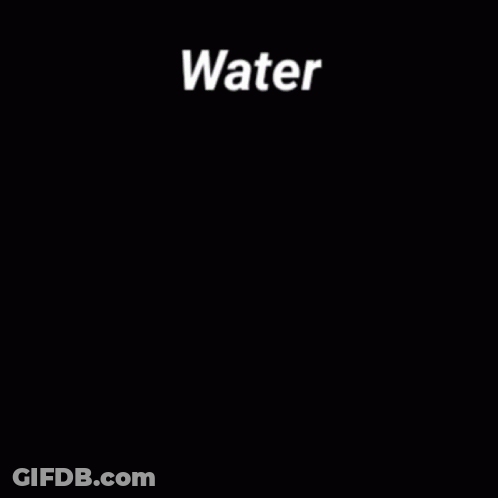 A Cat Is Looking At A Red Background With The Word Water Above It GIF