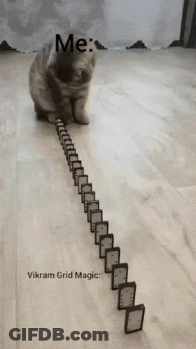 A Cat Is Playing With A Row Of Dominoes On A Floor GIF