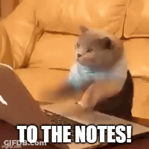 A Cat Is Sitting In Front Of A Laptop Computer With The Words To The Notes Below It GIF