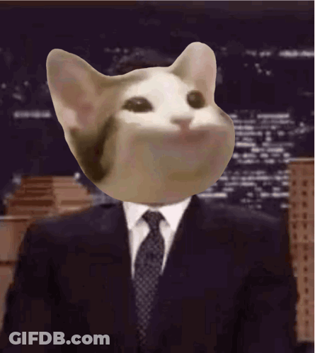 A Cat Is Wearing A Suit And Tie And Looking Up GIF