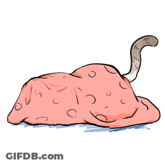 A Cat Laying Under A Pink Blanket With Circles On It GIF