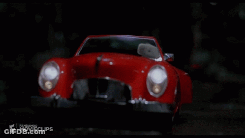 A Cat Standing In Front Of A Red Car With The Words Yeah Where You Going Murray On The Bottom GIF