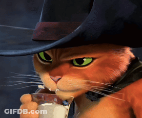 A Cat Wearing A Cowboy Hat Drinks From A Cup GIF