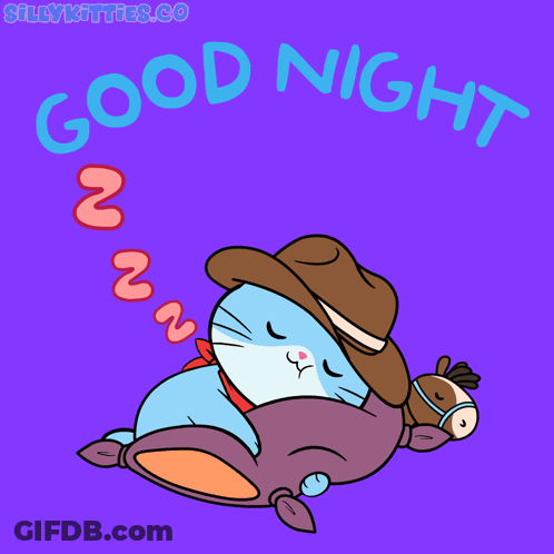 A Cat Wearing A Cowboy Hat Is Sleeping On A Pillow With A Horse GIF