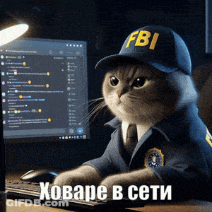 A Cat Wearing A Fbi Hat Is Typing On A Computer GIF