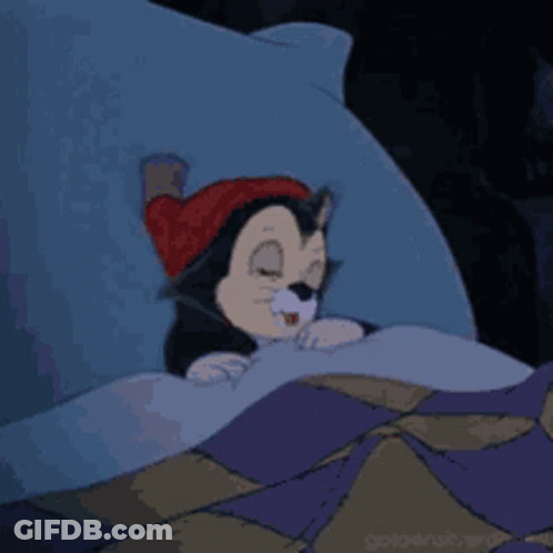 A Cat Wearing A Red Hat Is Sleeping In A Bed . GIF