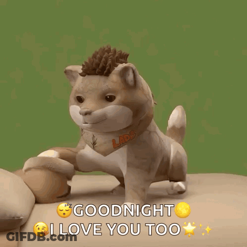 A Cat Wearing A Santa Hat Is Sleeping On A Bed With The Words Goodnight I Love You Too Above It GIF
