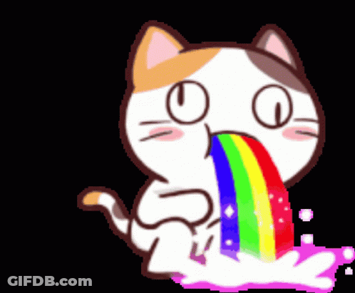 A Cat With A Rainbow In Its Mouth GIF