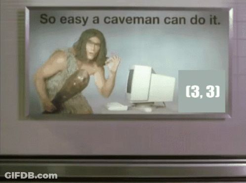 A Caveman Is Standing In Front Of A Computer With The Words So Easy A Caveman Can Do It Above Him GIF