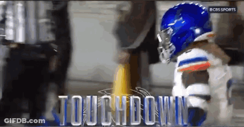 A Cbs Sports Ad Shows A Football Player Getting Ready To Touch Down GIF