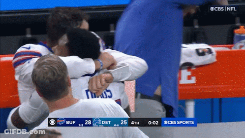 A Cbs Sports Broadcast Of A Football Game Between The Buffalo Bills And The Detroit Tigers GIF
