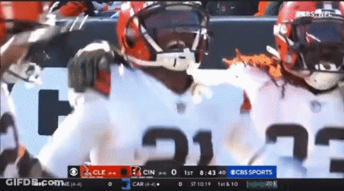 A Cbs Sports Broadcast Of A Football Game Between The Cleveland Browns And The Carolina Panthers GIF
