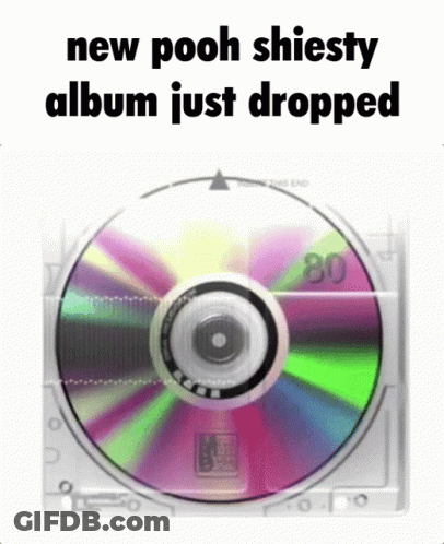A Cd With The Words " New Pooh Shiesty Album Just Dropped " Written On It GIF