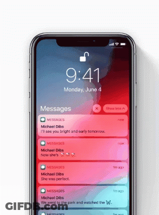A Cell Phone Displaying Messages On Monday June 4 GIF