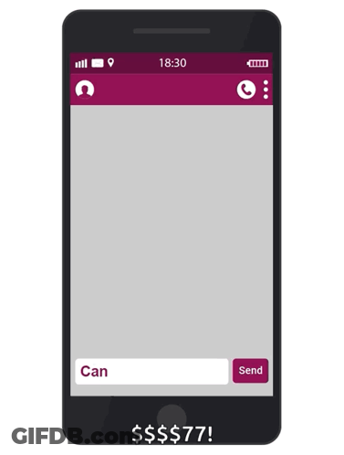 A Cell Phone Displays A Text Message Asking If Someone Can Bring Their Dog GIF