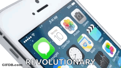 A Cell Phone With The Words Revolutionary On The Bottom GIF