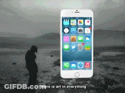 A Cell Phone With The Words There Is Art In Everything On The Bottom GIF