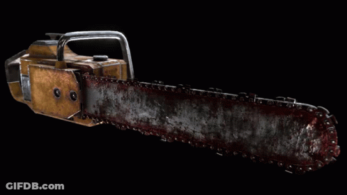A Chainsaw With Blood Coming Out Of It 'S Chain GIF