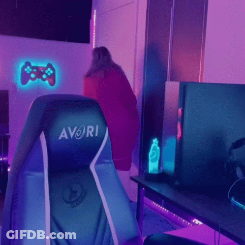 A Chair With The Word Avori On The Back GIF