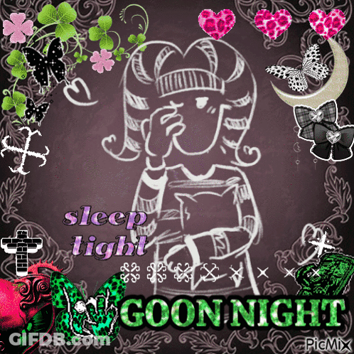 A Chalkboard Drawing Of A Girl With The Words Sleep Light Goonnight GIF