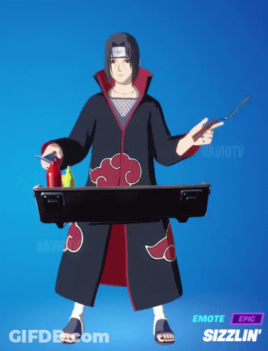 A Character From A Video Game Is Standing In Front Of A Table GIF